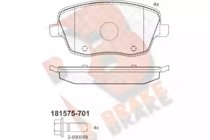 Комплект тормозных колодок (R BRAKE: RB1575-701)