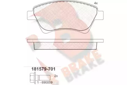 Комплект тормозных колодок (R BRAKE: RB1579-701)