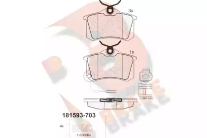 Комплект тормозных колодок (R BRAKE: RB1593-703)