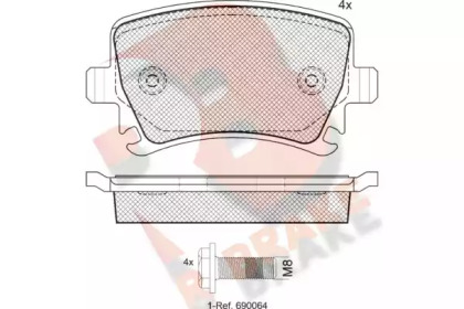 Комплект тормозных колодок (R BRAKE: RB1600-703)