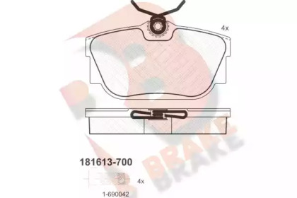 Комплект тормозных колодок (R BRAKE: RB1613-700)