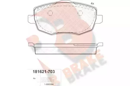 Комплект тормозных колодок (R BRAKE: RB1621-703)