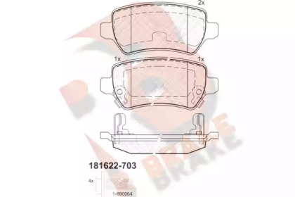 Комплект тормозных колодок (R BRAKE: RB1622-703)