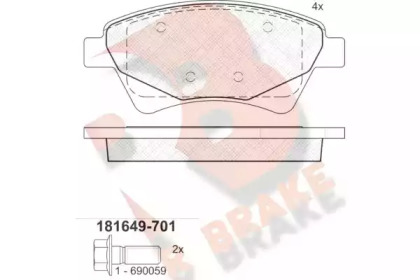 Комплект тормозных колодок (R BRAKE: RB1649-701)