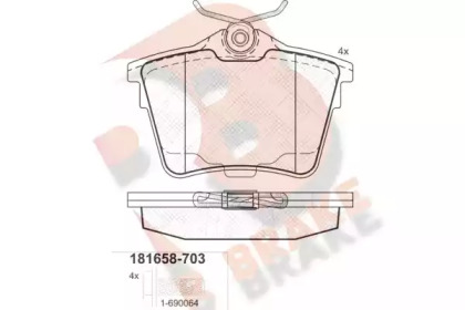 Комплект тормозных колодок (R BRAKE: RB1658-703)