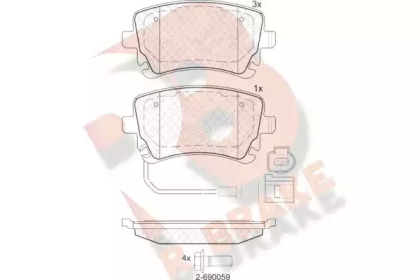 Комплект тормозных колодок (R BRAKE: RB1674-203)