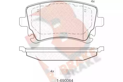 Комплект тормозных колодок (R BRAKE: RB1674-204)