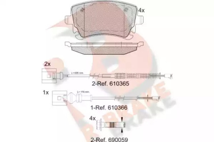 Комплект тормозных колодок (R BRAKE: RB1674-208)