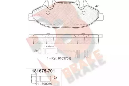 Комплект тормозных колодок (R BRAKE: RB1675-701)