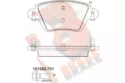 Комплект тормозных колодок (R BRAKE: RB1682-701)