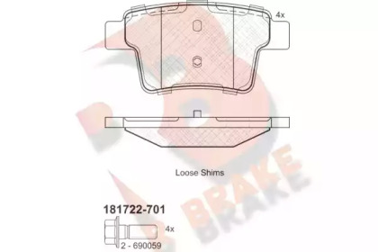 Комплект тормозных колодок (R BRAKE: RB1722-701)