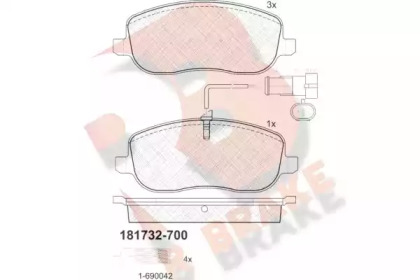 Комплект тормозных колодок (R BRAKE: RB1732-700)