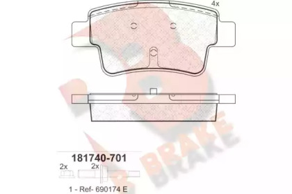 Комплект тормозных колодок (R BRAKE: RB1740-701)