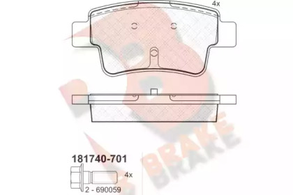 Комплект тормозных колодок (R BRAKE: RB1740)