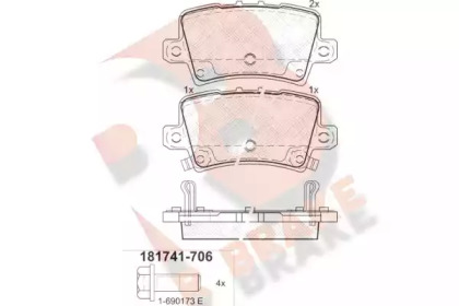 Комплект тормозных колодок (R BRAKE: RB1741-706)