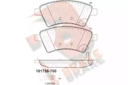 Комплект тормозных колодок (R BRAKE: RB1758-700)