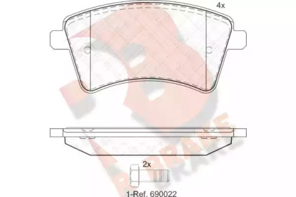 Комплект тормозных колодок (R BRAKE: RB1854-200)