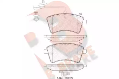 Комплект тормозных колодок (R BRAKE: RB1854-203)