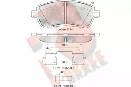 Комплект тормозных колодок (R BRAKE: RB1881-204)