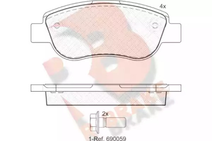 Комплект тормозных колодок (R BRAKE: RB1883)