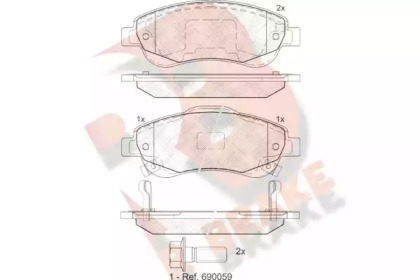 Комплект тормозных колодок (R BRAKE: RB1887)