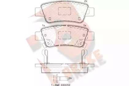 Комплект тормозных колодок (R BRAKE: RB1888)