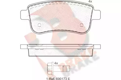 Комплект тормозных колодок (R BRAKE: RB1904)