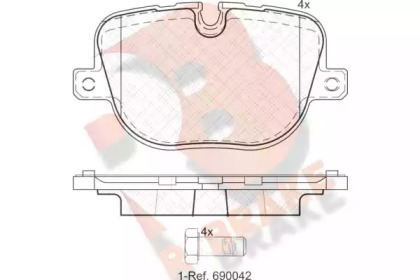 Комплект тормозных колодок (R BRAKE: RB1952)