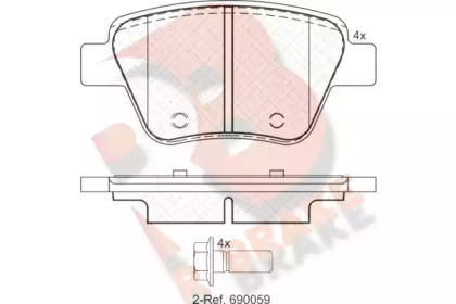 Комплект тормозных колодок (R BRAKE: RB1967)