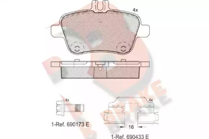 Комплект тормозных колодок (R BRAKE: RB2039-067)