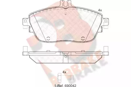 Комплект тормозных колодок (R BRAKE: RB2061)