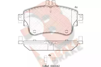 Комплект тормозных колодок (R BRAKE: RB2062)