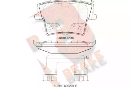 Комплект тормозных колодок (R BRAKE: RB2069)