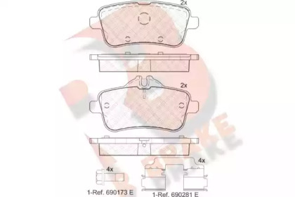 Комплект тормозных колодок (R BRAKE: RB2072-066)