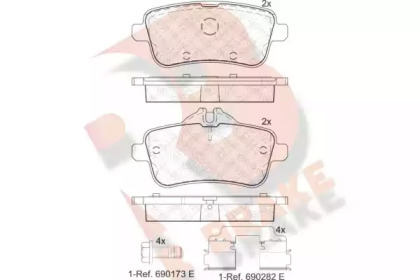 Комплект тормозных колодок (R BRAKE: RB2072-067)