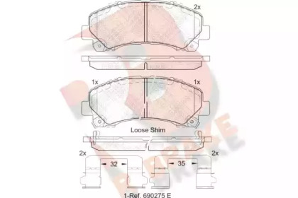 Комплект тормозных колодок (R BRAKE: RB2082)