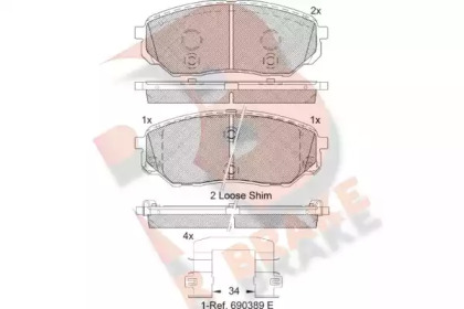 Комплект тормозных колодок (R BRAKE: RB2244)