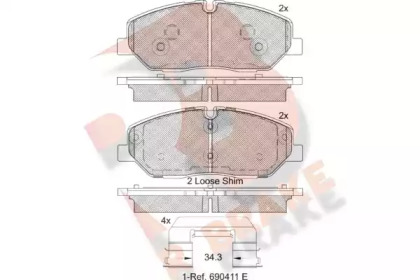 Комплект тормозных колодок (R BRAKE: RB2268-204)