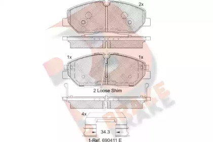 Комплект тормозных колодок (R BRAKE: RB2268)