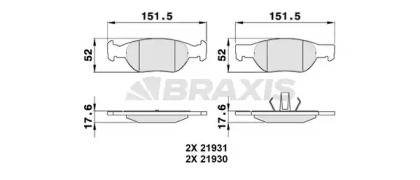 Комплект тормозных колодок (BRAXIS: AA0089)