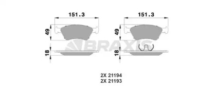 Комплект тормозных колодок (BRAXIS: AA0122)