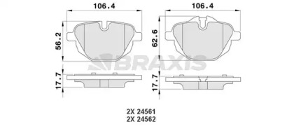 Комплект тормозных колодок (BRAXIS: AA0170)