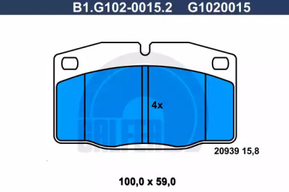 Комплект тормозных колодок (GALFER: B1.G102-0015.2)