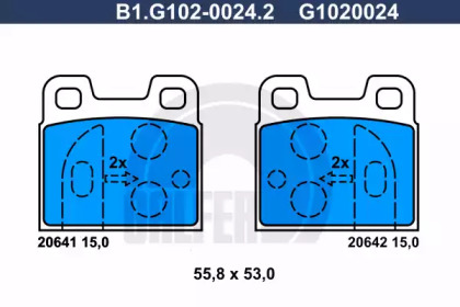 Комплект тормозных колодок (GALFER: B1.G102-0024.2)