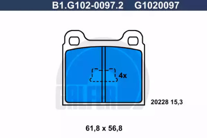 Комплект тормозных колодок (GALFER: B1.G102-0097.2)