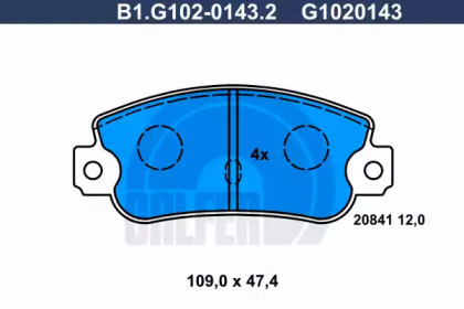 Комплект тормозных колодок (GALFER: B1.G102-0143.2)