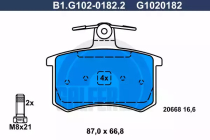 Комплект тормозных колодок (GALFER: B1.G102-0182.2)