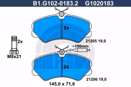 Комплект тормозных колодок (GALFER: B1.G102-0183.2)