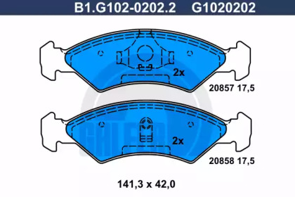 Комплект тормозных колодок (GALFER: B1.G102-0202.2)