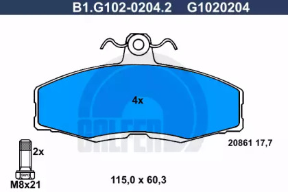 Комплект тормозных колодок (GALFER: B1.G102-0204.2)